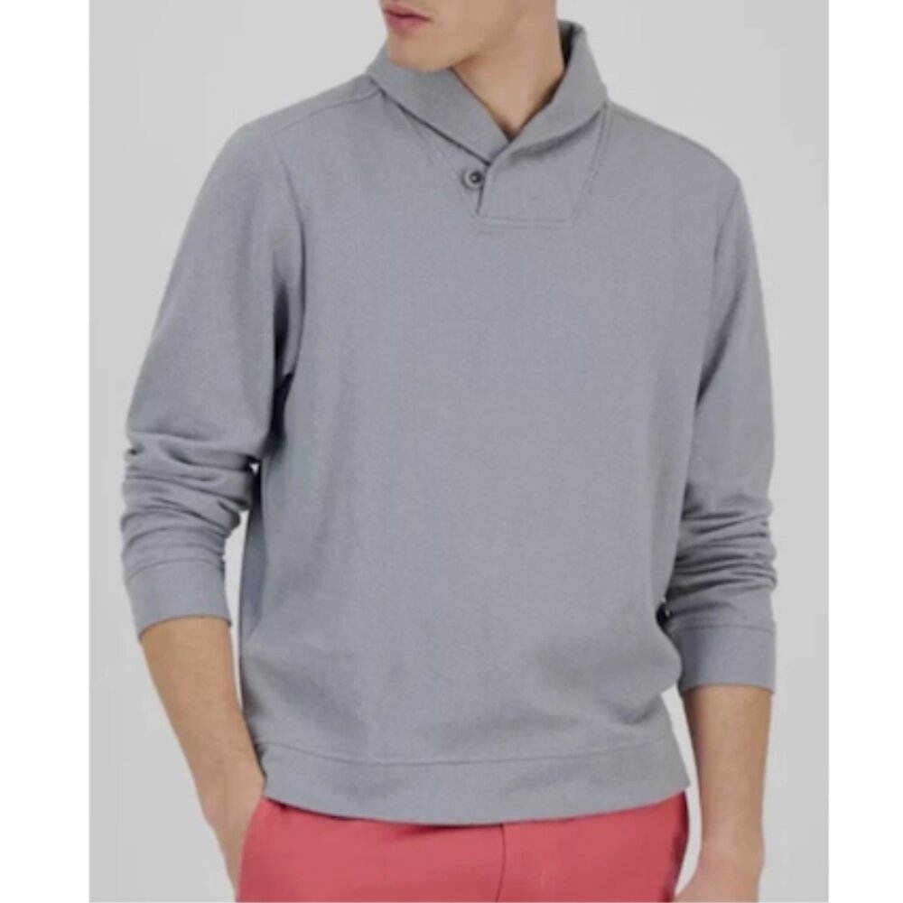 Tommy Bahama Deer Harbor Shawl Collar Pullover Men's Sweater Cave Grey Size XXL
